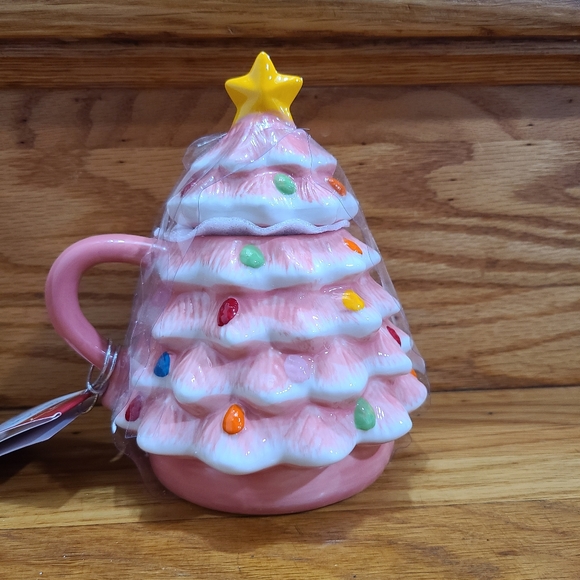 Pink Mr. Christmas Nostalgic Tree With Topper Lid Ceramic Mug - Picture 5 of 8